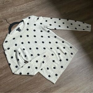Only Mine brand 100% Cashmere Polka Dot Light Gray Sweater